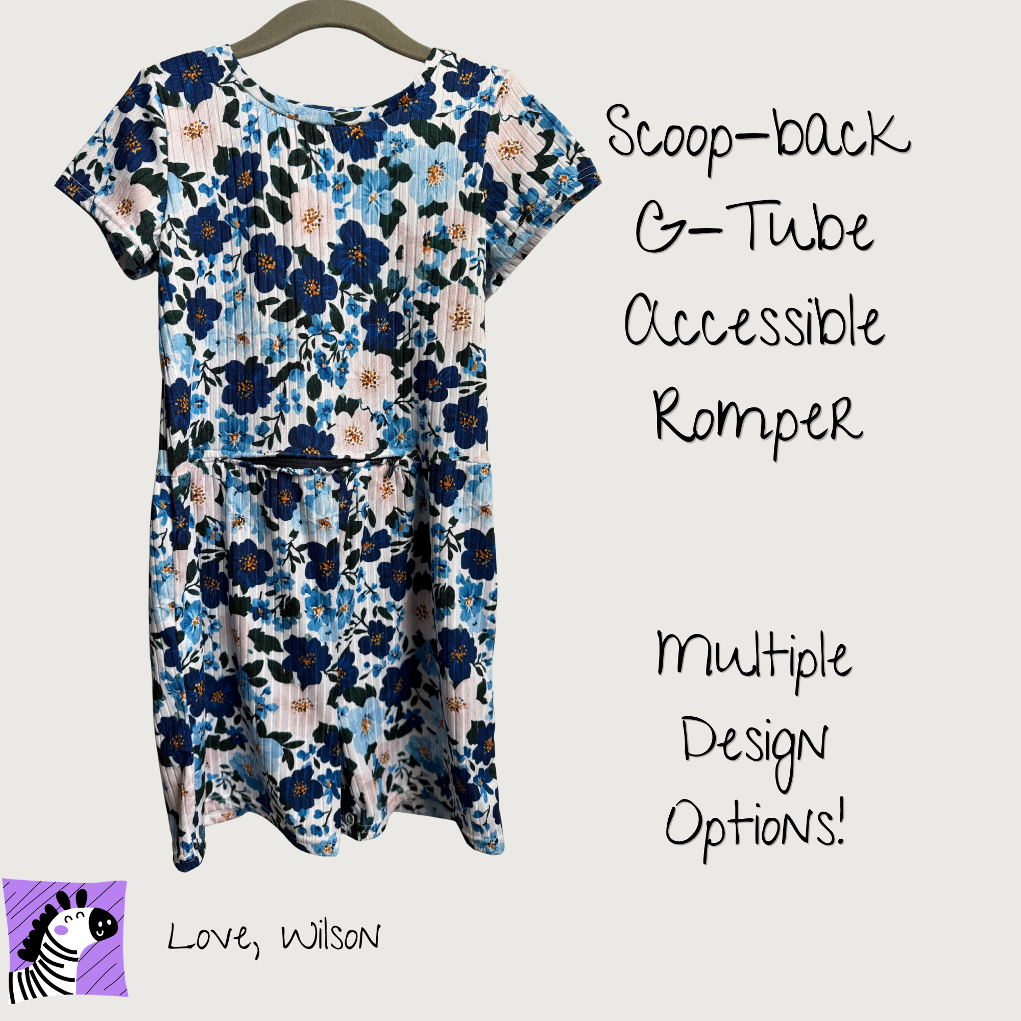 Fall - Girls G-Tube Accessible Romper