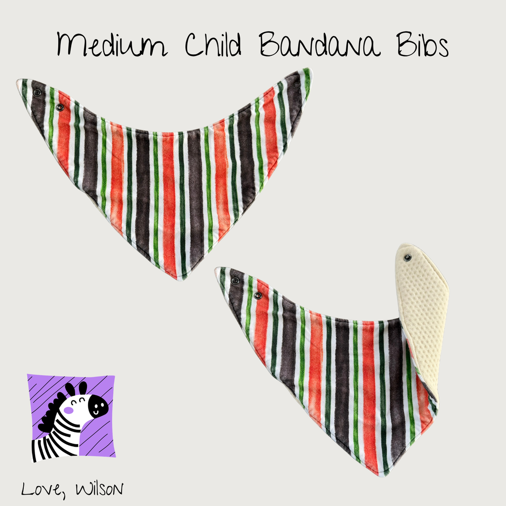 Boy Bibs | Child Size Medium (with super absorbent backing)