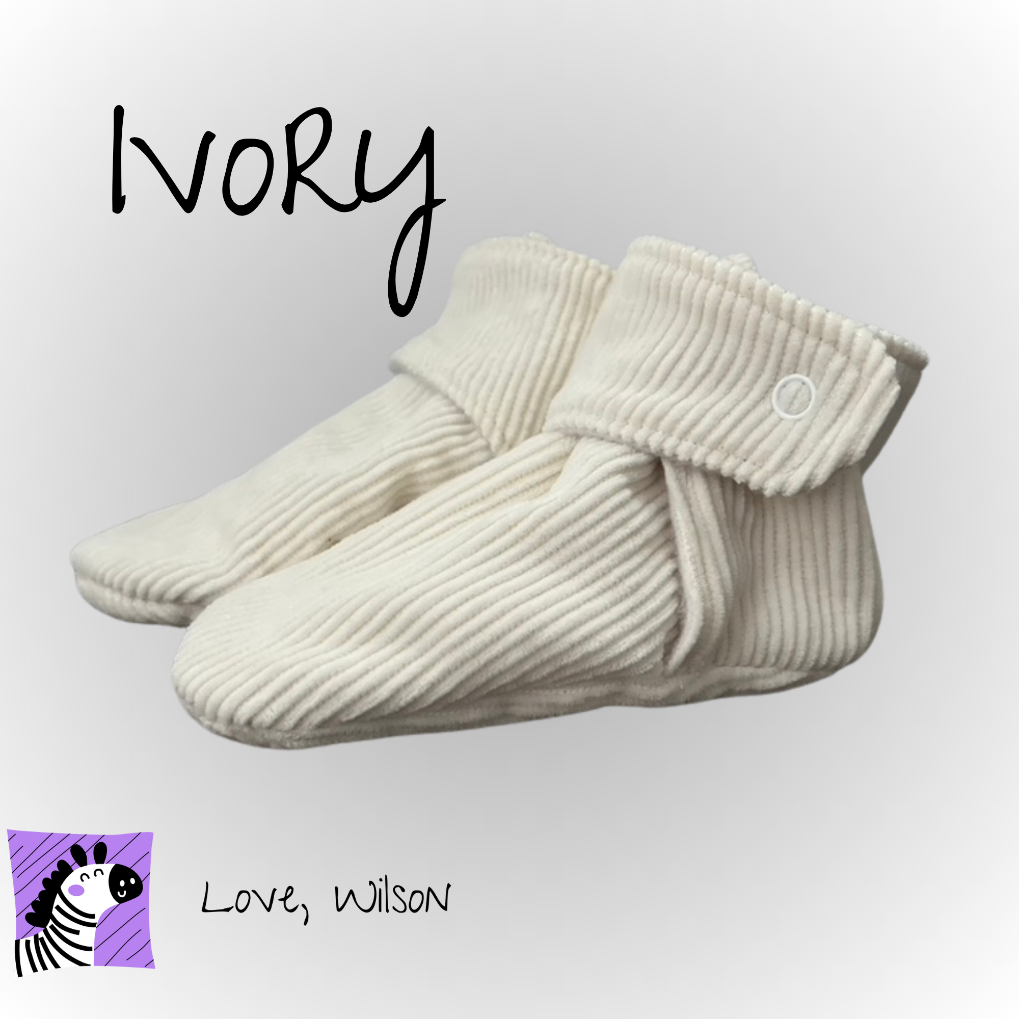 Ivory Corduroy Booties - Size A-H