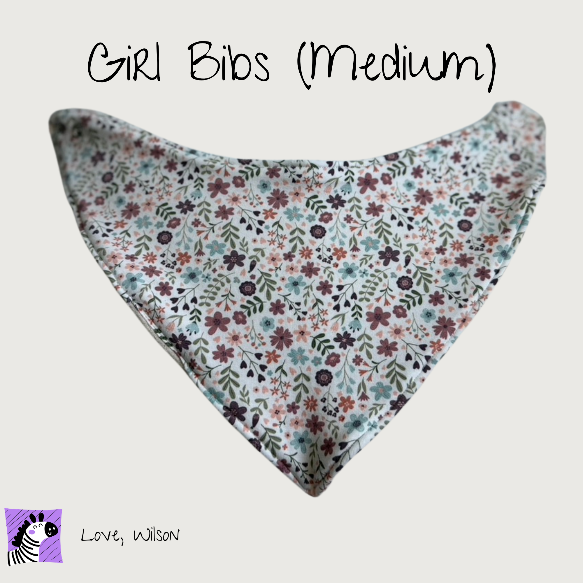 Girls Bibs | Child Size Medium (with super absorbent backing)