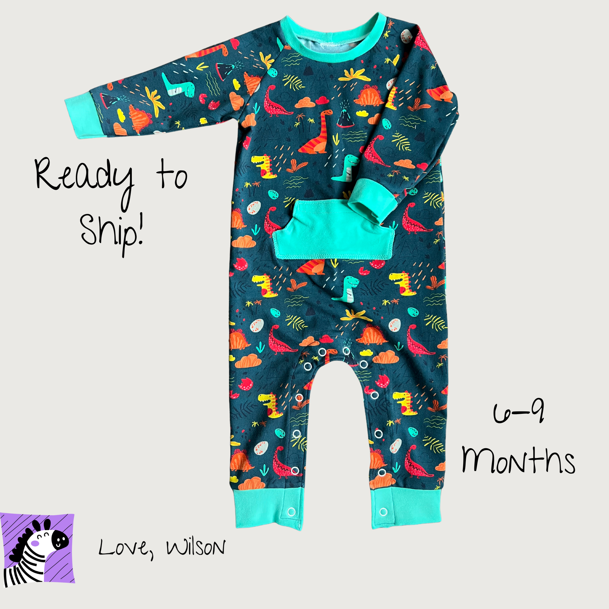 Dino Island - 6-9 Month | G-Tube Accessible Romper
