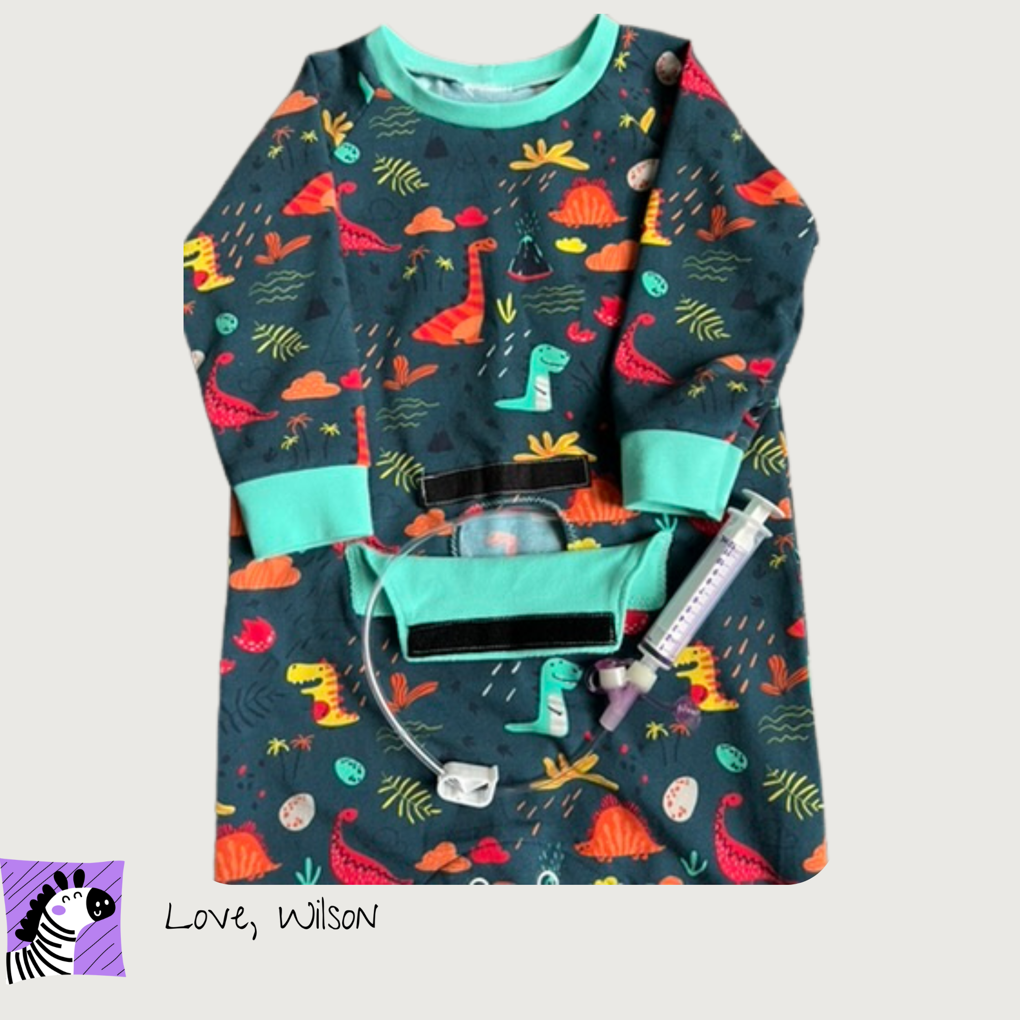 Dino Island - 6-9 Month | G-Tube Accessible Romper