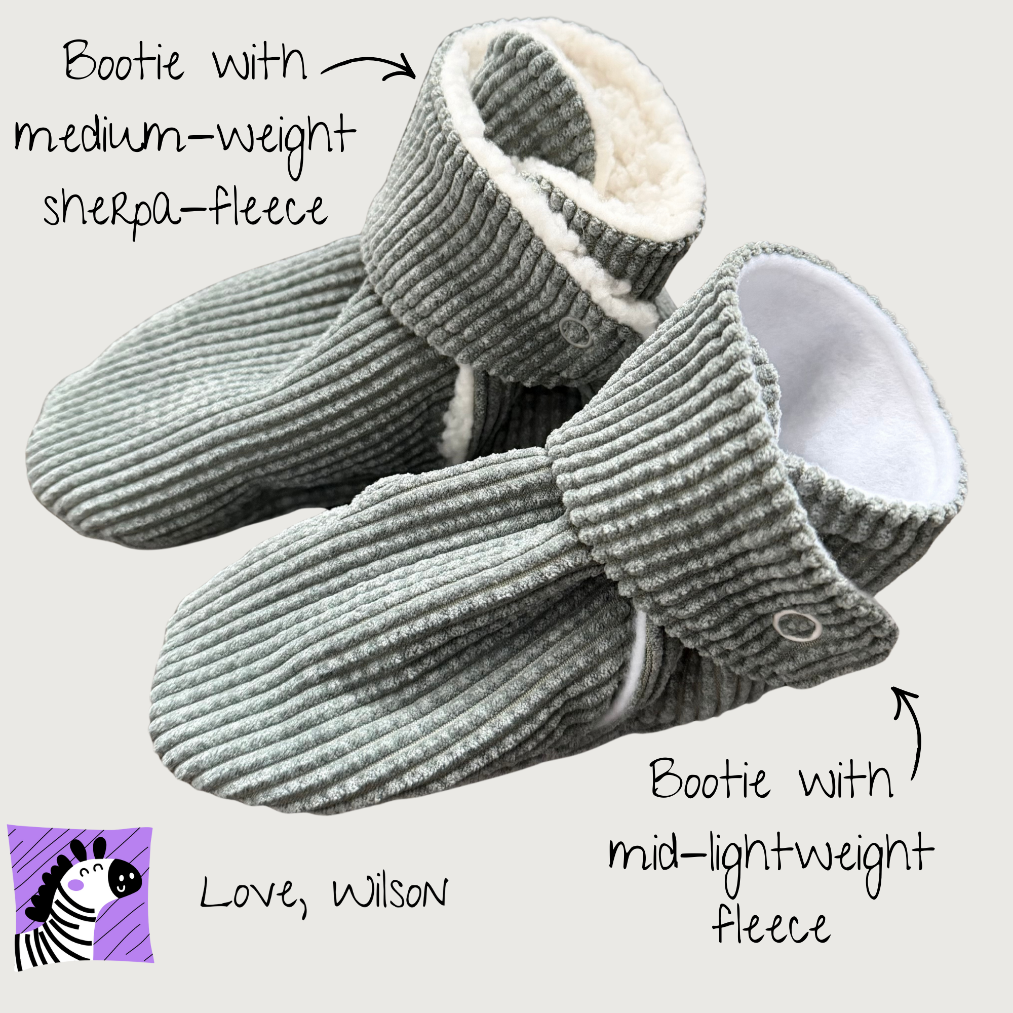 Sage Corduroy Booties - Size A-H