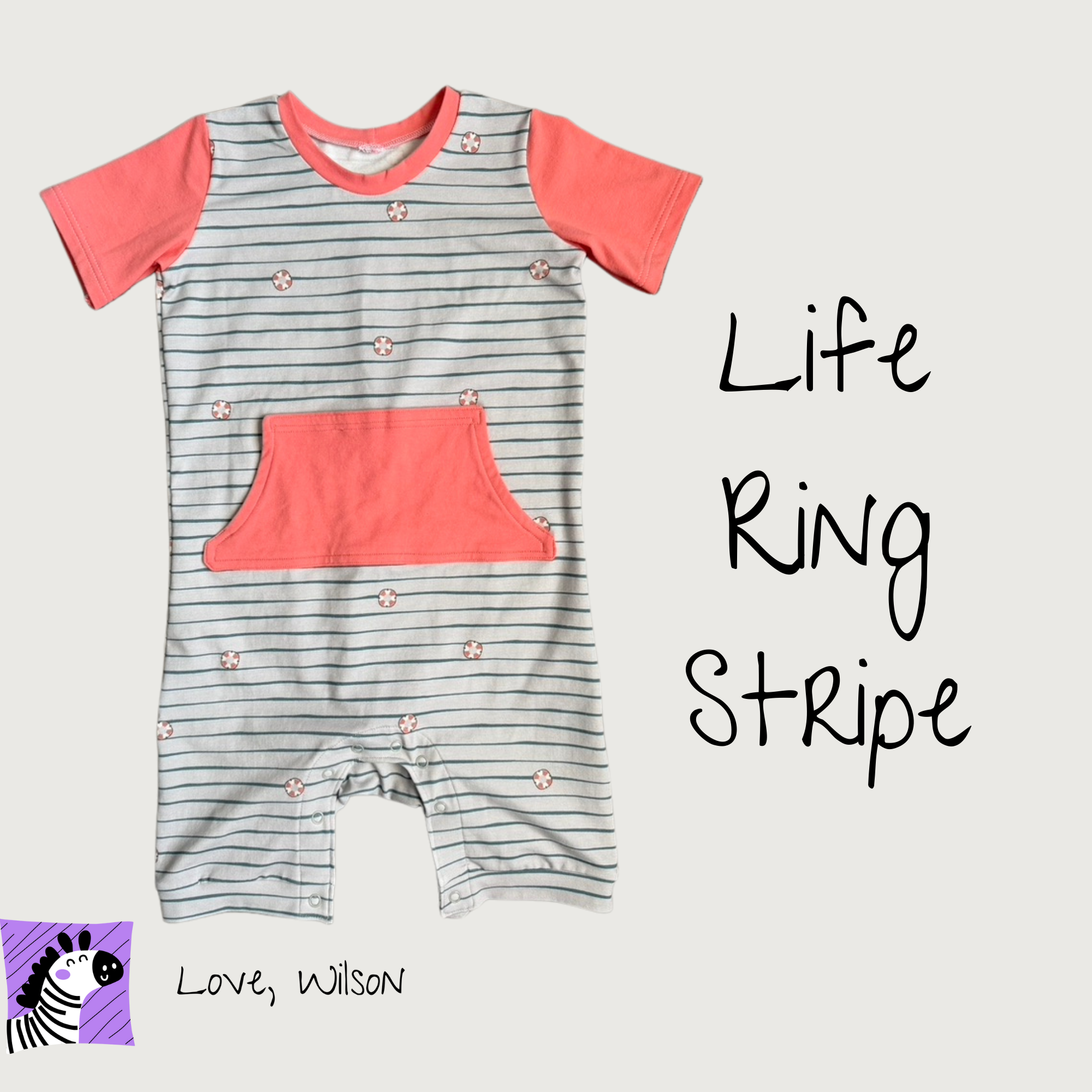 Life Ring Stripe - G-Tube Accessible Romper (Two Styles Available)