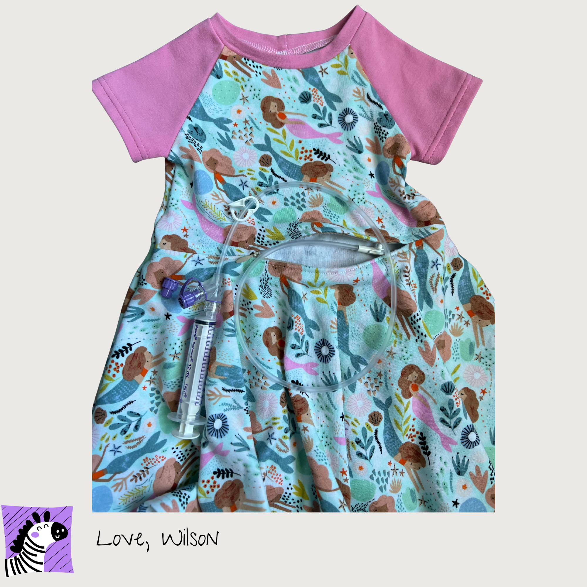 Mermaids - G-Tube Accessible Dress with Attached Onesie
