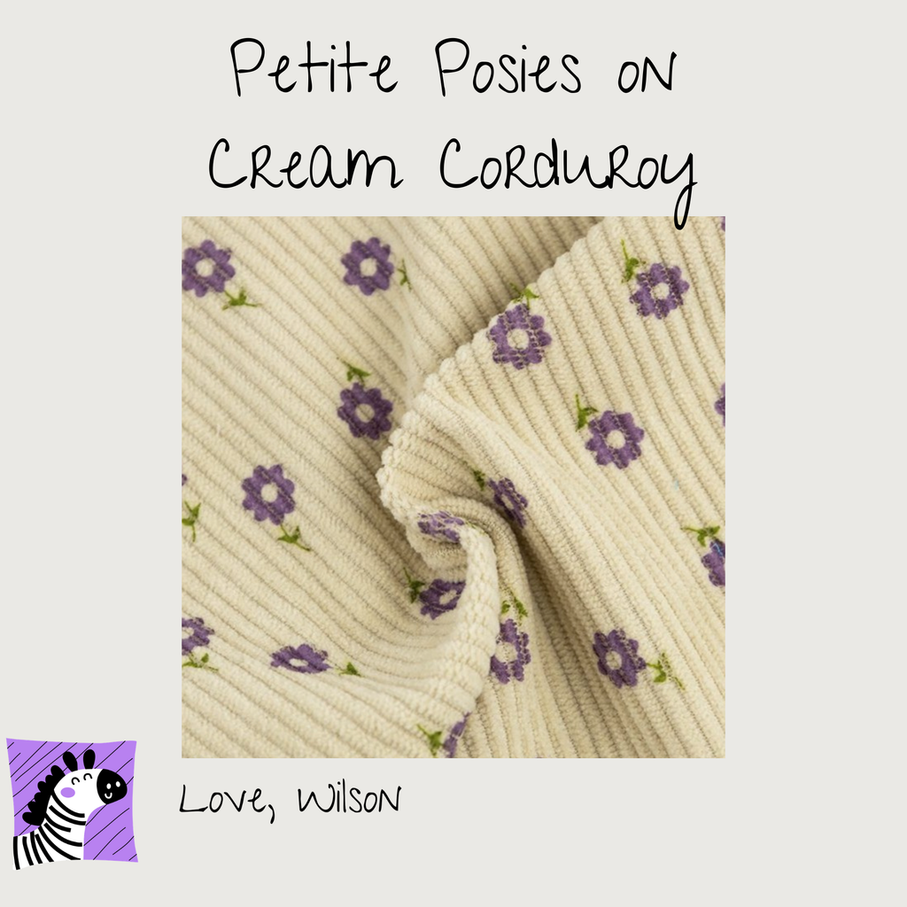 Petite Posies on Cream Corduroy Booties - Size I-L
