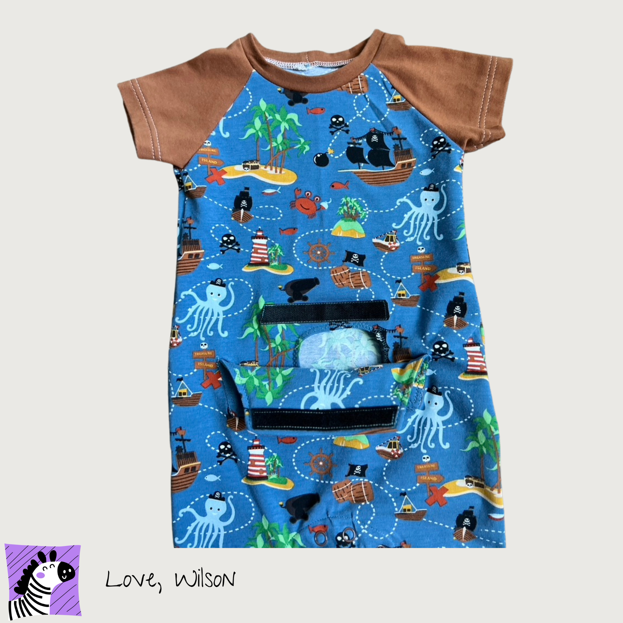 Pirates - 6-9 Month | G-Tube Accessible Romper