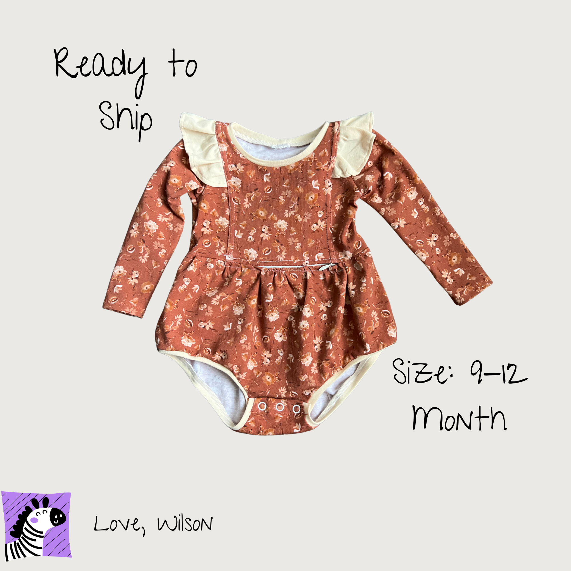 Autumn Garden (RTS) - 9-12 Month G-Tube Accessible Bubble Romper