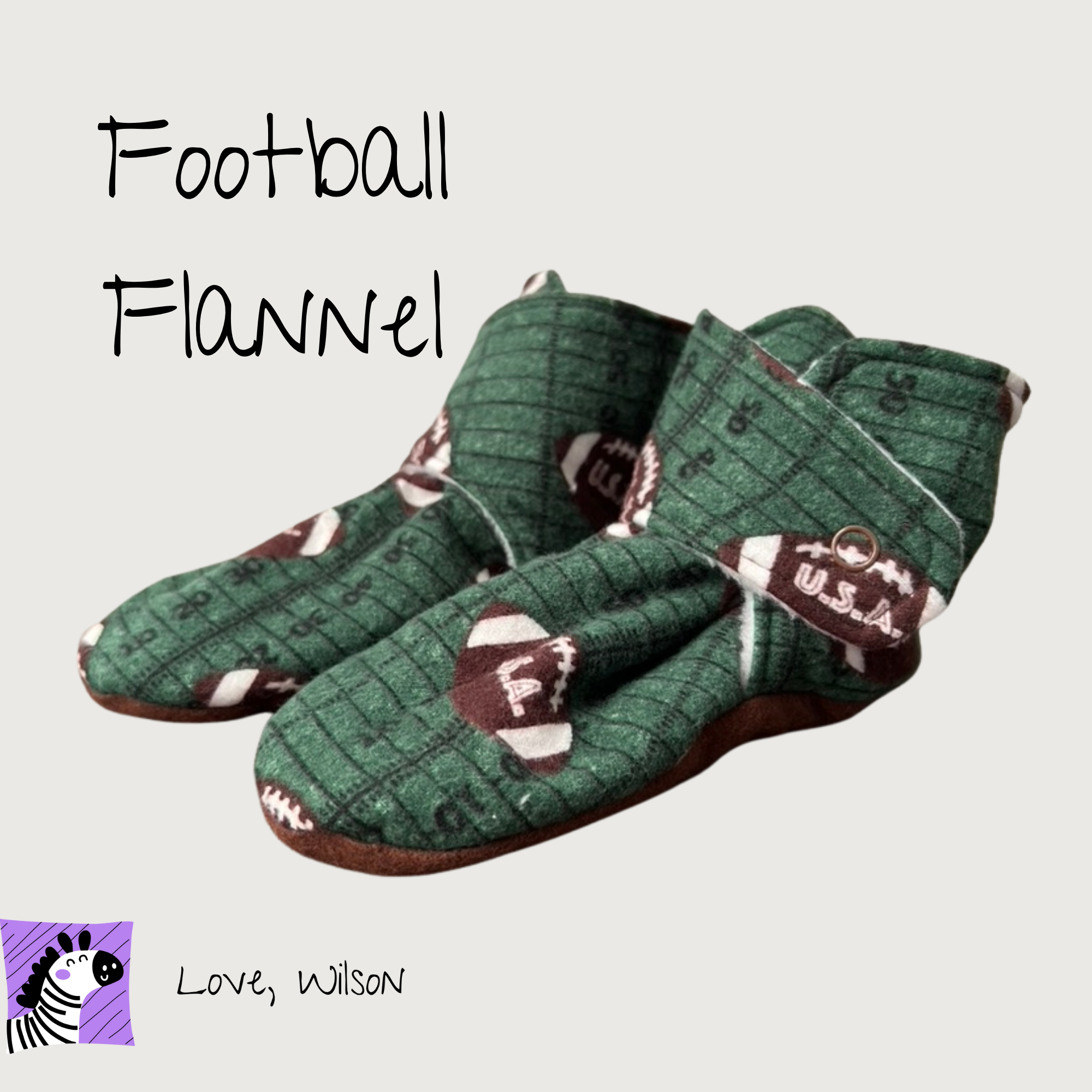 Football Flannel Booties - Size A-H