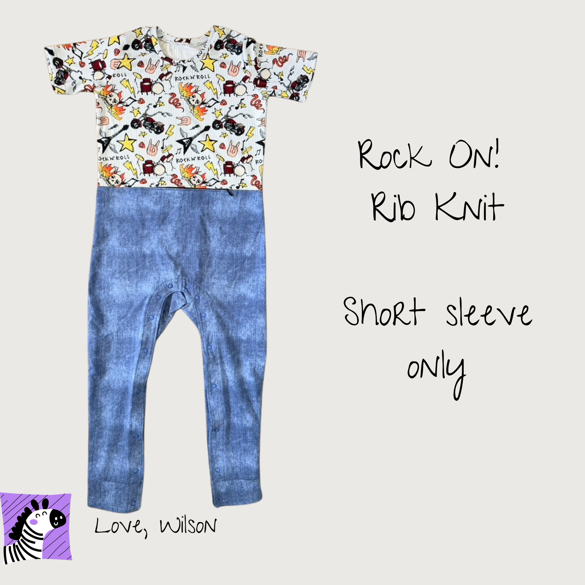 Rock on! - G-Tube Accessible Romper (Short Sleeve Only)